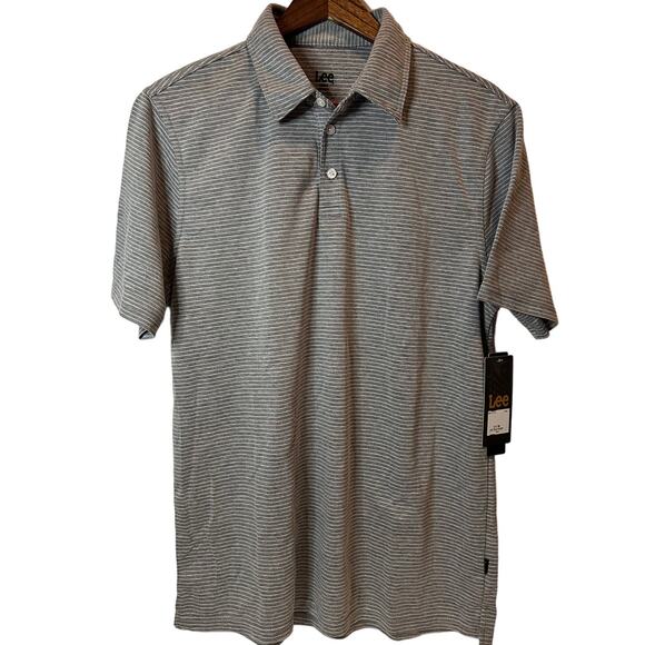 Lee Men's Stripe Polo Shirt with Collar Blue Denim Size Large - Picture 1 of 9